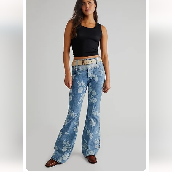 Free People Denim - Free People Naomi Floral Flare